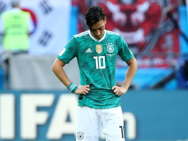 Germany's Mesut Ozil looks dejected after the defeat against South Korea. Reuters