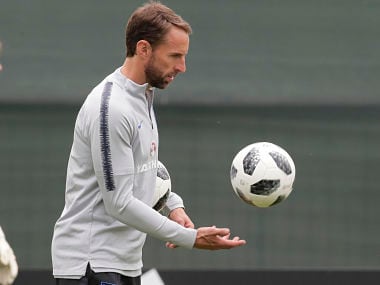 England head coach Gareth Southgate attends official training of his team in Zelenogorsk. AP