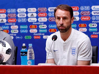England head coach Gareth Southgate answers a question during a press conference at the 2018 FIFA World Cup at the Kaliningrad stadium. AP