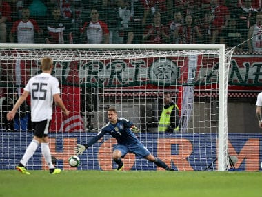 ustria's Alessandro Schopf scores their second goal. Reuters