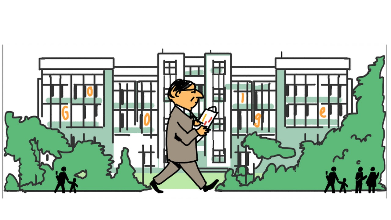 One of the early concepts of the Google Doodle illustrated by Nishant Choksi. Image: Google