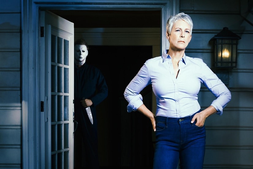 Mike Myers and Laurie Strode in the first look photo of Halloween. Image via Twitter