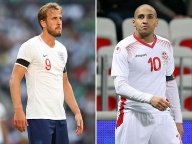 England captain Harry Kane and Tunisia captain Wahbi Khazri. Reuters