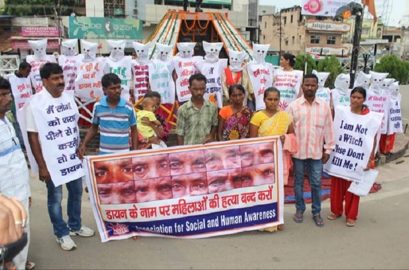 People protest against witch hunting in Jharkhand. Image courtesy Kelly Kislaya