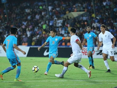 Sunil Chhetri was India's only goalscorer against New Zealand. AIFF