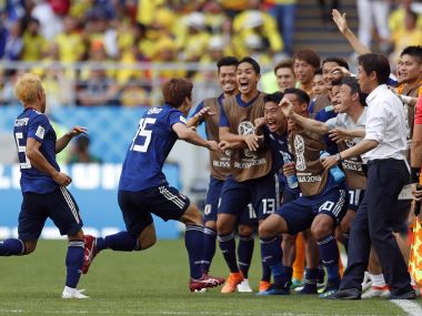 Japan's Yuya Osako scored a routine header from the corner to put Japan in front against Colombia. AP