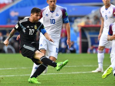 Argentina's Lionel Messi in action against Iceland. AFP