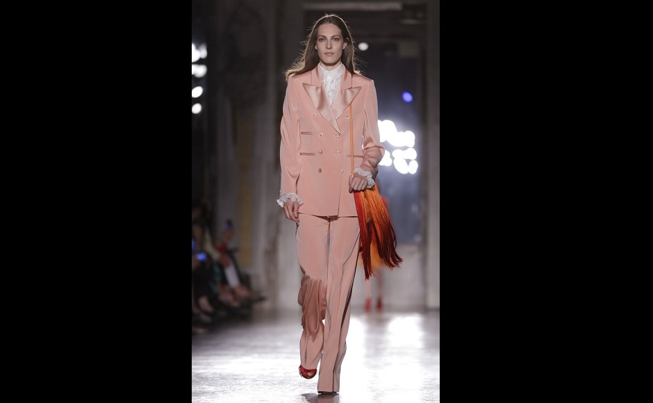 A model showing Alberta Ferretti's Spring-Summer 2019 collection. The Associated Press/ Luca Bruno