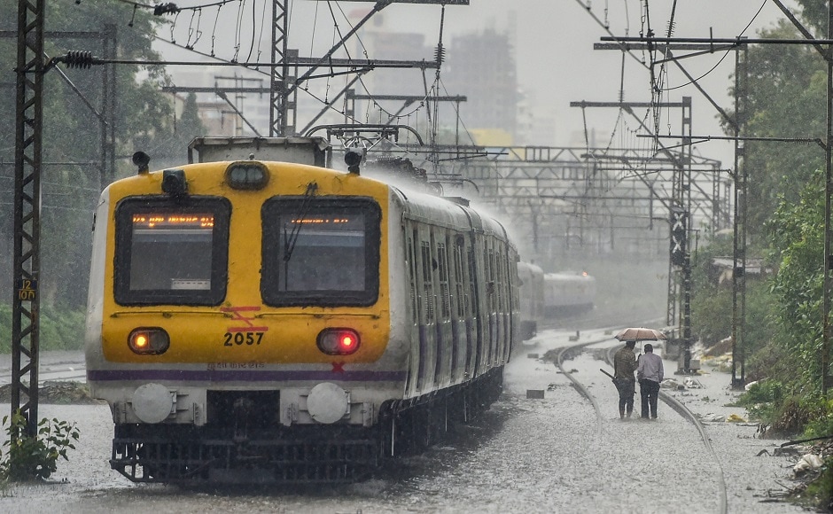 Trains on the suburban section of the Central Railway (CR) were running late due to the showers. There were no cancellations. Two flights had to be diverted due to the bad weather. PTI Trains on the suburban section of the Central Railway (CR) were running late due to the showers. There were no cancellations. Two flights had to be diverted due to the bad weather. PTI