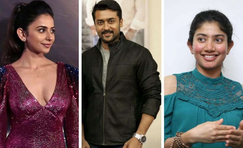 Rakul Preet Singh, Suriya and Sai Pallavi/Image from Twitter.