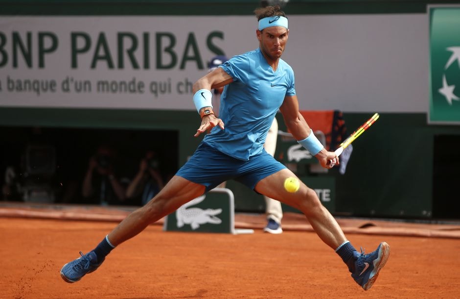 Spain's Rafael Nadal in action. The players briefly returned to the court, giving the 32-year-old Spaniard enough time to reel off three straight games, but the rains came again for a second and final time when he was serving for the set. The match will resume on Thursday with Schwartzman leading 6-4, 3-5. AP Spain's Rafael Nadal in action. The players briefly returned to the court, giving the 32-year-old Spaniard enough time to reel off three straight games, but the rains came again for a second and final time when he was serving for the set. The match will resume on Thursday with Schwartzman leading 6-4, 3-5. AP
