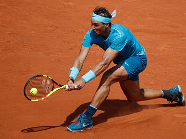 Spain's Rafael Nadal plays a shot against Germany's Maximilian Marterer during their fourth round match of the French Open. AP
