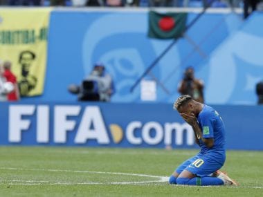 Brazil's Neymar reacts after his team's 2-0 win over Costa Rica at the 2018 FIFA World Cup. AP