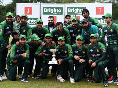 The Pakistan team pose for a photograph after winning their most recent series against Scotland. AFP