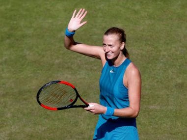 Petra Kvitova celebrates winning her quarter-final match against Julia Goerges. Reuters