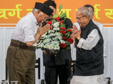 Pranab Mukherjee attended the RSS' Tritiya Varsha ceremony in Nagpur on Thursday. PTI