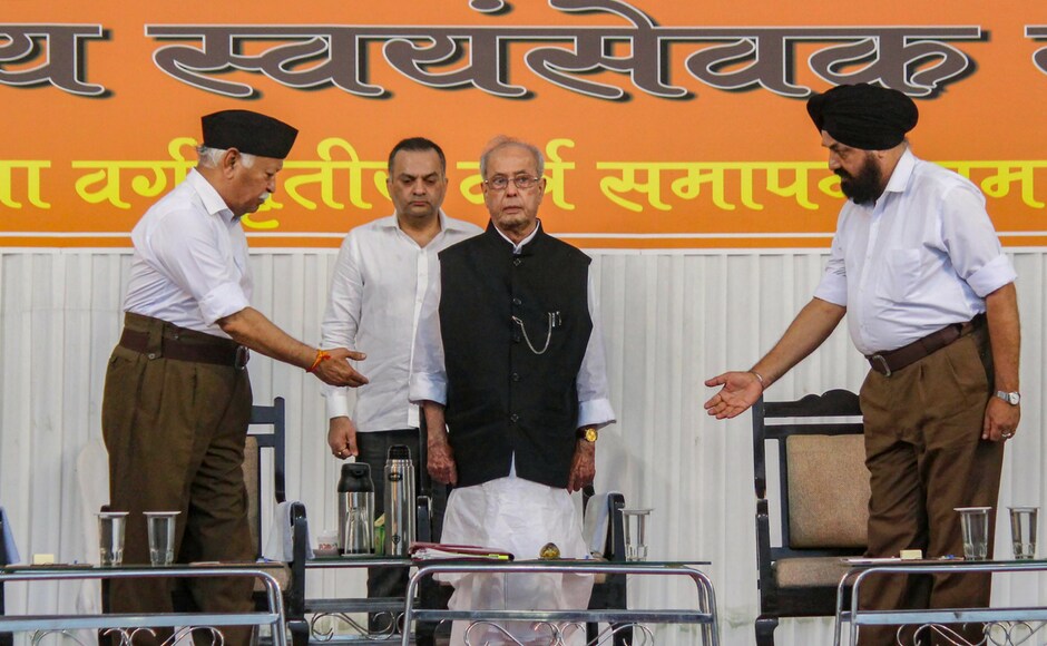 Former president Pranab Mukherjee with RSS chief Mohan Bhagwat at the closing ceremony of ‘Tritiya Varsha Sangh Shiksha Varg’ in Nagpur on Thursday. PTI Former president Pranab Mukherjee with RSS chief Mohan Bhagwat at the closing ceremony of ‘Tritiya Varsha Sangh Shiksha Varg’ in Nagpur on Thursday. PTI