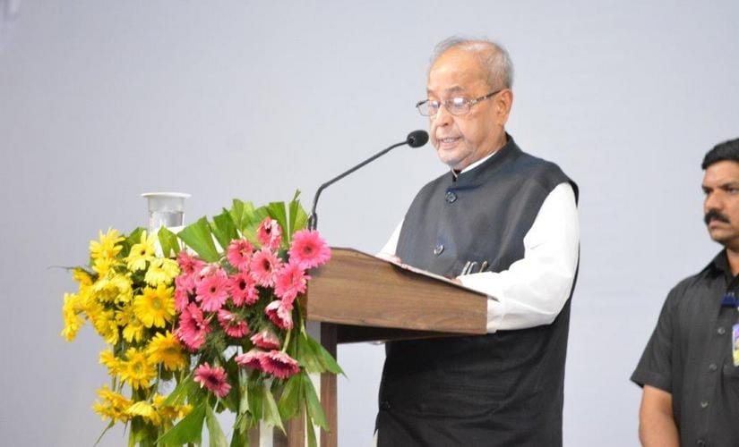 Former president Pranab Mukherjee at RSS event in Nagpur. Twitter @RSSorg