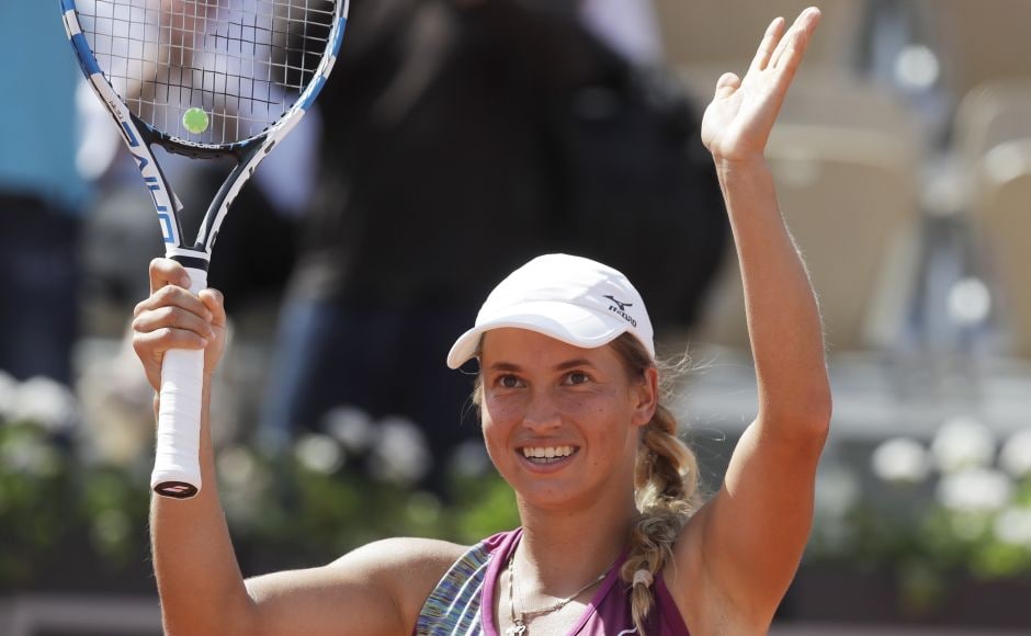 Kazakhstan's Yulia Putintseva celebrates winning her fourth round match of the French Open against Barbora Strycova of Czech Republic in two sets 6-2, 6-0. Putintseva is the world number 98 and is through to her second French Open quarter-final. AP Kazakhstan's Yulia Putintseva celebrates winning her fourth round match of the French Open against Barbora Strycova of Czech Republic in two sets 6-2, 6-0. Putintseva is the world number 98 and is through to her second French Open quarter-final. AP