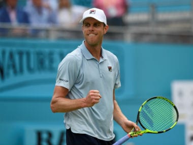 USA's Sam Querrey celebrates his win over Stan Wawrinka. Reuters