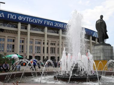 General view of a statue of Vladimir Lenin outside the stadium in Moscow. Reuters