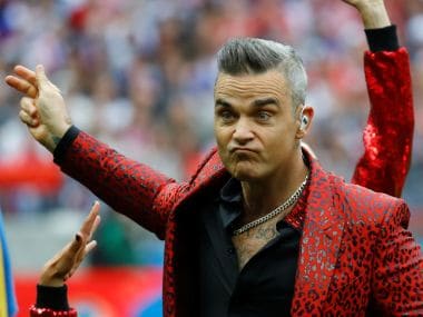 Robbie Williams performs during the 2018 World Cup Opening Ceremony REUTERS
