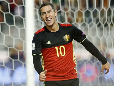 Soccer Football - 2018 World Cup Qualifications - Europe - Belgium vs Cyprus - Heysel Stadium, Brussels, Belgium - October 10, 2017 Belgiums Eden Hazard reacts REUTERS/Francois Lenoir - RC1577271A90