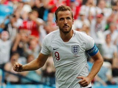 England's Harry Kane celebrates scoring their fifth goal against Panama. Reuters