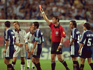 FIFA World Cup moments: When David Beckham's red card saw him go from hero to villain in the 1998 event FIFA World Cup moments: When David Beckham's red card saw him go from hero to villain in the 1998 event