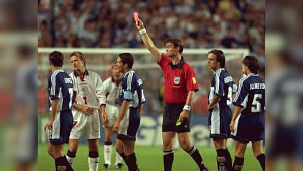 FIFA World Cup moments: When David Beckham's red card saw him go from hero to villain in the 1998 event