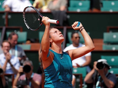 Tennis - French Open - Roland Garros, Paris, France - June 4, 2018 Russia's Daria Kasatkina reacts during her fourth round match against Denmark's Caroline Wozniacki REUTERS/Charles Platiau - RC13B4FBBF80