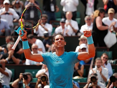 Tennis - French Open - Roland Garros, Paris, France - June 4, 2018 Spain's Rafael Nadal celebrates winnning his fourth round match against Germany's Maximilian Marterer REUTERS/Charles Platiau - RC1872FC4310
