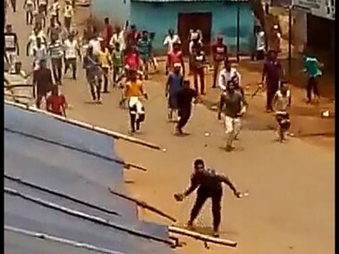 Screen Grab of a video of the stone pelting during the clash in Nagri