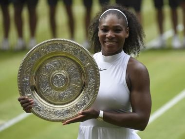 Britain Tennis - Wimbledon - All England Lawn Tennis & Croquet Club, Wimbledon, England - 9/7/16 USA's Serena Williams celebrates winning her womens singles final match against Germany's Angelique Kerber with the trophy REUTERS/Toby Melville Picture Supplied by Action Images - MT1ACI14475404