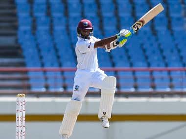 Shane Dowrich remained unbeaten on 60 as Windies ended on 132/5 on a rain-curtailed Day 1. Image courtesy: Twitter @ICC