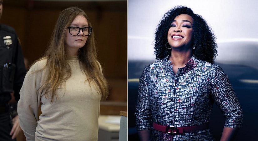 Anna Delvey (L); Shonda Rhimes (R). Images via Twitter