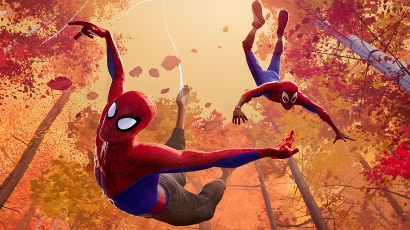 Peter Parker and Miles Morales in a still from Spider-Man: Into the Spider-Verse. Sony Pictures