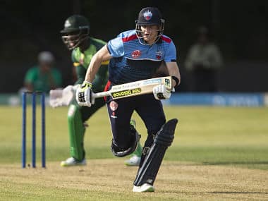 Steve Smith of the Toronto Nationals runs during the second innings of the Global T20 match against the Vancouver Knights in King City. AFP