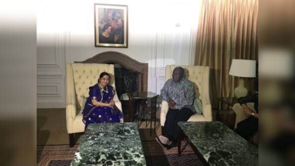 Sushma Swaraj arrives in South Africa ahead of BRICS and IBSA meetings, calls on President Cyril Ramaphosa