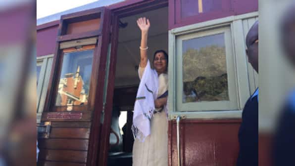 Sushma Swaraj travels from Pentrich to Pietermaritzburg to mark Mahatma Gandhi's eviction from compartment