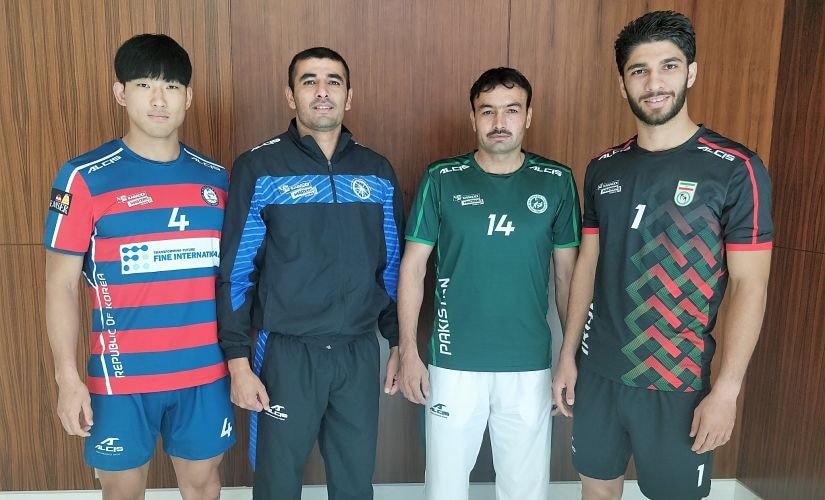 (From L-R) South Korea captain Jang Kun Lee, Indian skipper Ajay Thakur, Pakistan captain Nasir Ali and Iran skipper Amirhossein Mohammad Maleki. Image Courtesy: Star Sports