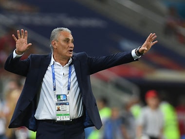 Brazil's coach Tite reacts during the Russia 2018 World Cup Group E match against Serbia. AFP