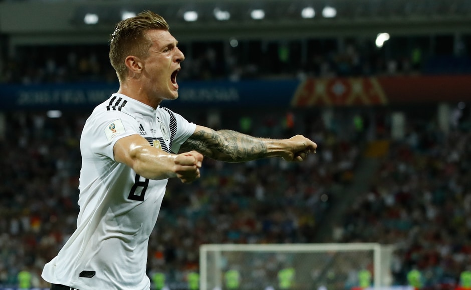German midfielder Toni Kroos scored via a free kick late into added time at the end of the second half. Germany's victory means that they still have a decent chance of qualifying for the next round, should they beat South Korea. AFP German midfielder Toni Kroos scored via a free kick late into added time at the end of the second half. Germany's victory means that they still have a decent chance of qualifying for the next round, should they beat South Korea. AFP