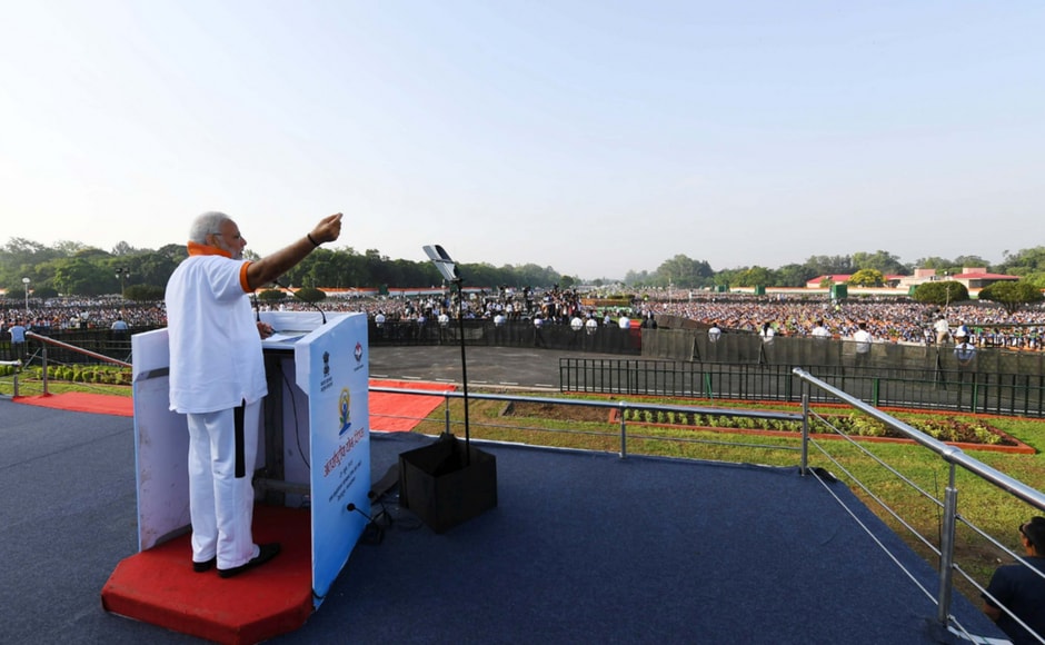 Addressing the gathering, the prime minister spoke about the the global acceptance of yoga and how it has become a unifying force for mankind. Twitter/@PIB_India Addressing the gathering, the prime minister spoke about the the global acceptance of yoga and how it has become a unifying force for mankind. Twitter/@PIB_India