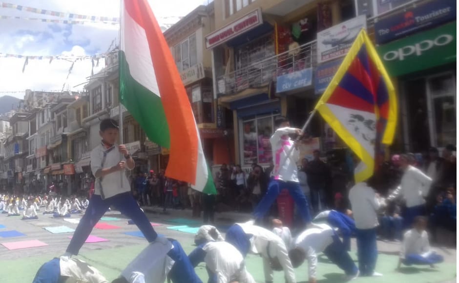 International Yoga Day celebrations take place in Leh Ladakh region. Twitter/@airnewsalerts International Yoga Day celebrations take place in Leh Ladakh region. Twitter/@airnewsalerts