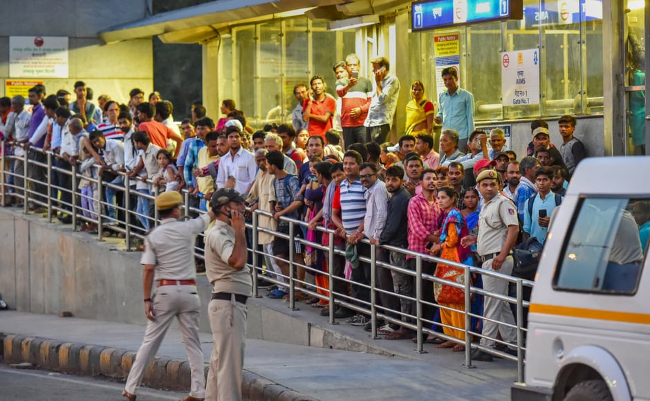 Security personnel manage a crowd gathered outside All India Institute of Medical Sciences (AIIMS). According to a report, the 93-year-old leader will be under the supervision of AIIMS director Randeep Guleria. PTI Security personnel manage a crowd gathered outside All India Institute of Medical Sciences (AIIMS). According to a report, the 93-year-old leader will be under the supervision of AIIMS director Randeep Guleria. PTI