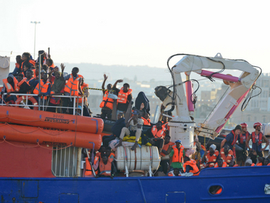 Boat carrying 200 Libyan migrants docks in Malta after a week at sea as EU member countries agree to take them in Boat carrying 200 Libyan migrants docks in Malta after a week at sea as EU member countries agree to take them in