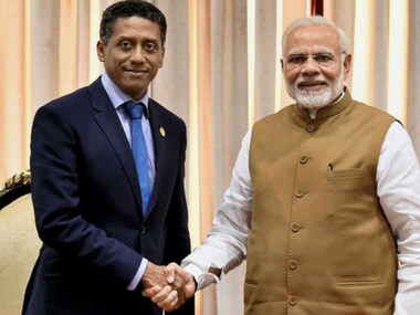 Prime minister Narendra Modia and Sychelles president Danny Faure. PTI