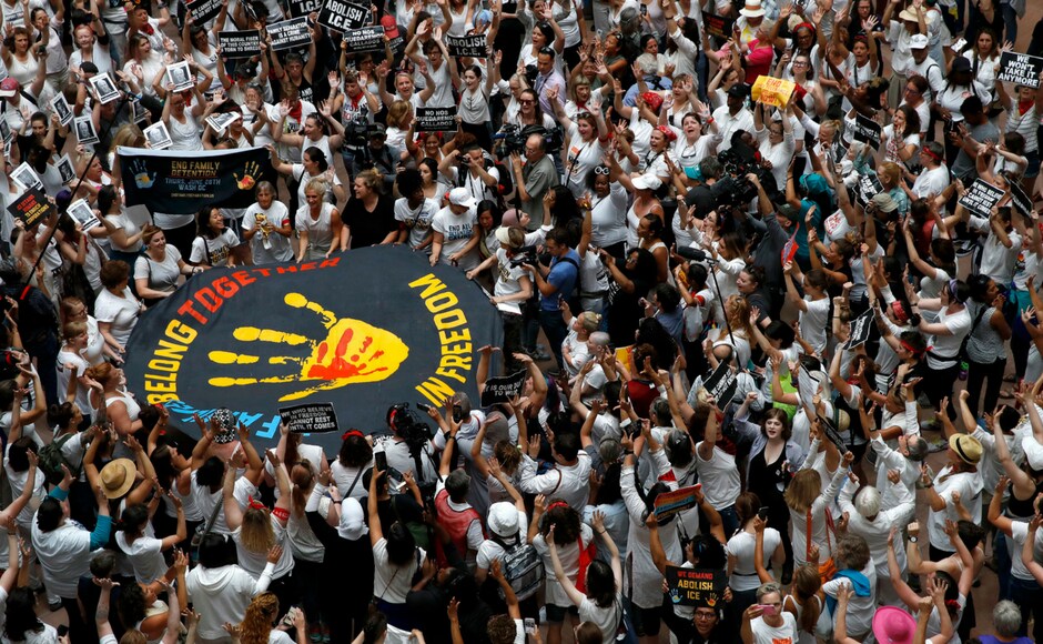 Thousands are expected to take to the streets on 30 June, in Washington, DC, and many other cities across the country for a nationwide Families Belong Together Rally. AP Thousands are expected to take to the streets on 30 June, in Washington, DC, and many other cities across the country for a nationwide Families Belong Together Rally. AP
