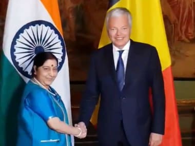 External Affairs Minister Sushma Swaraj met Belgian Deputy Prime Minister meets Foreign Minister Didier Reynders. Twitter/@MEAIndia